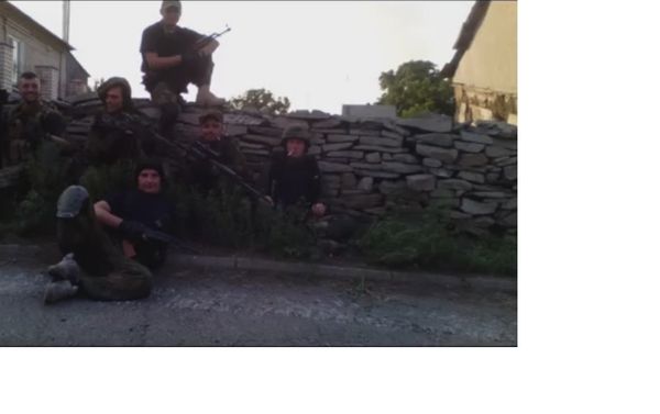 Azov reconnaissance group, Starabeshevo. Sanovsky second from right. - Sputnik International