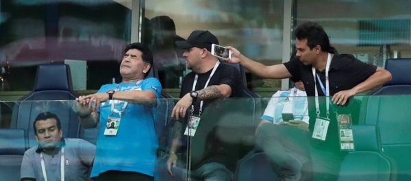 Soccer Football - World Cup - Group D - Nigeria vs Argentina - Saint Petersburg Stadium, Saint Petersburg, Russia - June 26, 2018 Diego Maradona during the match - Sputnik International
