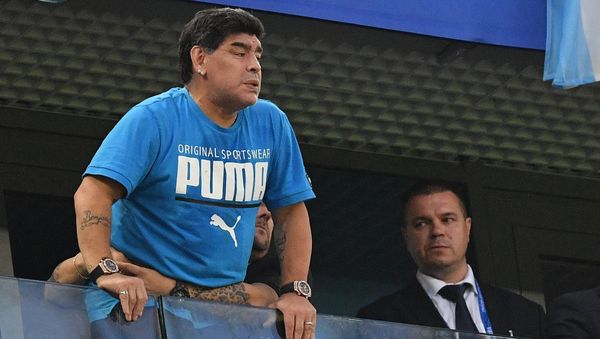 FILE PHOTO: Soccer Football - World Cup - Group D - Nigeria vs Argentina - Saint Petersburg Stadium, Saint Petersburg, Russia - June 26, 2018 Diego Maradona in the stands - Sputnik International