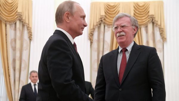 June 27, 2018. Russian President Vladimir Putin and Assistant to the US President for National Security Affairs John Bolton, right, during a meeting in the Kremlin June 27, 2018. Russian President Vladimir Putin and Assistant to the US President for National Security Affairs John Bolton, right, during a meeting in the Kremlin - Sputnik International