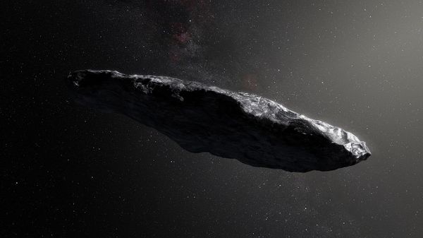 This artist’s impression shows the first interstellar asteroid, `Oumuamua - Sputnik International