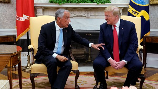 U.S. President Donald Trump meets with Portugal’s President Rebelo de Sousa in the Oval Office at the White House in Washington, U.S. June 27, 2018 - Sputnik International