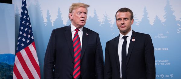 US President Donald Trump and French President Emmanuel Macron hold a meeting on the sidelines of the G7 Summit in La Malbaie, Quebec, Canada, June 8, 2018 - Sputnik International