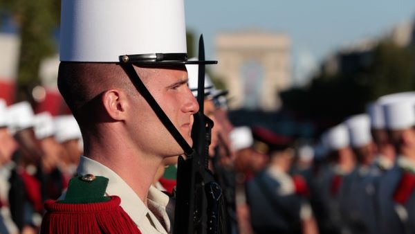 Troops of the 3e regiment etranger d'infanterie (3rd Foreign Infantry Regiment) prepare to take part in the annual Bastille Day military parade on the Champs-Elysees avenue in Paris on July 14, 2017 - Sputnik International
