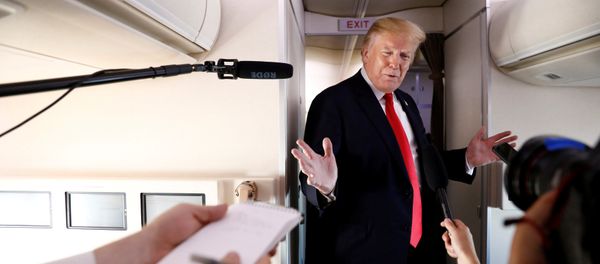 U.S. President Donald Trump speaks to the press aboard Air Force One en route to Bedminster, New Jersey, from Joint Base Andrews, Maryland, U.S., June 29, 2018 U.S. President Donald Trump speaks to the press aboard Air Force One en route to Bedminster, New Jersey, from Joint Base Andrews, Maryland, U.S., June 29, 2018 - Sputnik International
