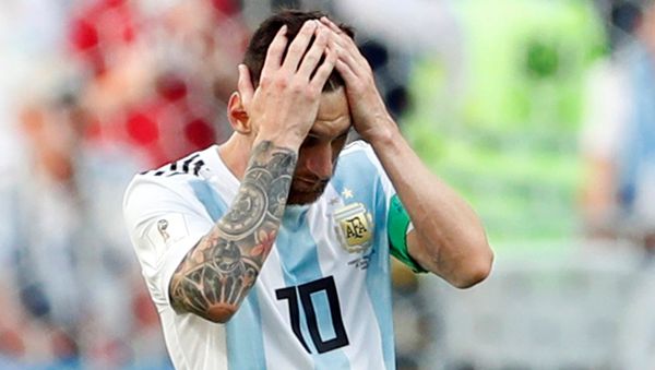 Soccer Football - World Cup - Round of 16 - France vs Argentina - Kazan Arena, Kazan, Russia - June 30, 2018 Argentina's Lionel Messi reacts during the match - Sputnik International