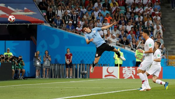 World Cup - Round of 16 - Uruguay vs Portugal - Fisht Stadium, Sochi, Russia - June 30, 2018 Uruguay's Edinson Cavani scores their first goal - Sputnik International