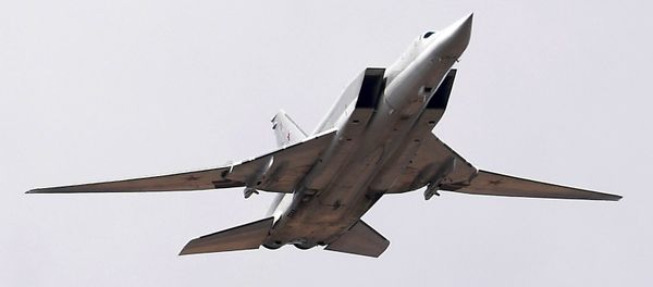 A Tupolev Tu-22M3 Backfire strategic bomber during a Victory Parade rehearsal at the Alabino training ground in the Moscow Region - Sputnik International