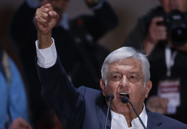Presidential candidate Andres Manuel Lopez Obrador delivers his victory speech in Mexico City's main square, the Zocalo, late Sunday, July 1, 2018. Presidential candidate Andres Manuel Lopez Obrador delivers his victory speech in Mexico City's main square, the Zocalo, late Sunday, July 1, 2018. - Sputnik International