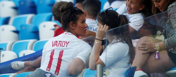 Soccer Football - World Cup - Group G - England vs Belgium - Kaliningrad Stadium, Kaliningrad, Russia - June 28, 2018 Rebekah Vardy, wife of England's Jamie Vardy, in the stands before the match Soccer Football - World Cup - Group G - England vs Belgium - Kaliningrad Stadium, Kaliningrad, Russia - June 28, 2018 Rebekah Vardy, wife of England's Jamie Vardy, in the stands before the match - Sputnik International