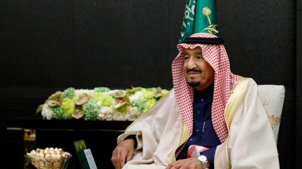 King Salman bin Abdulaziz Al Saud of Saudi Arabia during a meeting with Russian Defense Minister Sergei Shoigu. The image is a handout provided by a third party. Only for internal editorial use. Archiving, commercial use and promotion are prohibited - Sputnik International