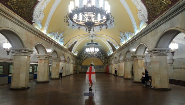 An England fan in Moscow metro An England fan in Moscow metro - Sputnik International