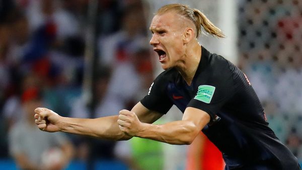 Soccer Football - World Cup - Quarter Final - Russia vs Croatia - Fisht Stadium, Sochi, Russia - July 7, 2018 Croatia's Domagoj Vida celebrates their first goal scored by Andrej Kramaric Soccer Football - World Cup - Quarter Final - Russia vs Croatia - Fisht Stadium, Sochi, Russia - July 7, 2018 Croatia's Domagoj Vida celebrates their first goal scored by Andrej Kramaric - Sputnik International