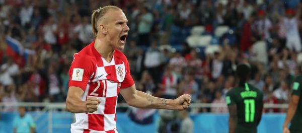 Croatia's Domagoj Vida celebrates his team goal during the World Cup Group D soccer match between Croatia and Nigeria in Kaliningrad, Russia, June 16, 2018 - Sputnik International