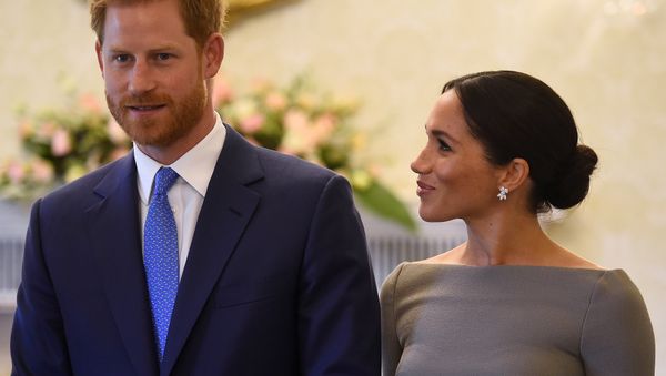 Britain's Prince Harry and his wife Meghan, Duchess of Sussex, smile as they prepare to meet Ireland's President, Michael Higgins, on their second day of a two-day visit to Dublin, Ireland July 11, 2018 Britain's Prince Harry and his wife Meghan, Duchess of Sussex, smile as they prepare to meet Ireland's President, Michael Higgins, on their second day of a two-day visit to Dublin, Ireland July 11, 2018 - Sputnik International