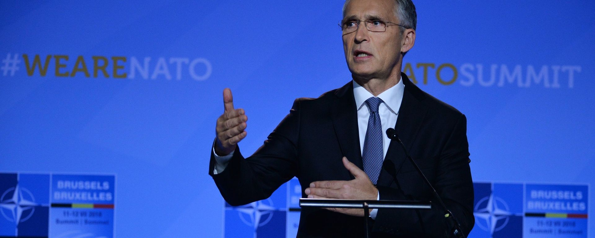 NATO Secretary-General Jens Stoltenberg is holding a press-conference. NATO Secretary-General Jens Stoltenberg is holding a press-conference. - Sputnik International, 1920, 07.10.2021