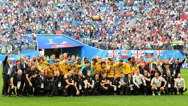 Rewarding of the national team of Belgium with the bronze medals World Cup 2018 Rewarding of the national team of Belgium with the bronze medals World Cup 2018 - Sputnik International