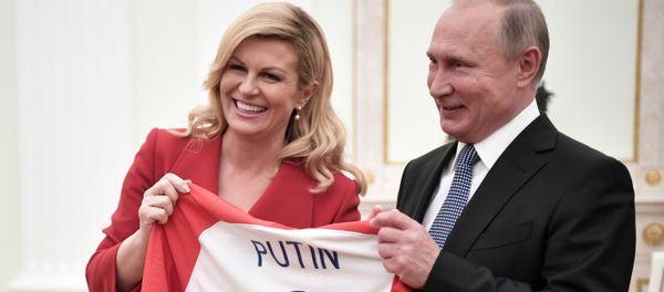 President Vladimir Putin and President of Croatia Kolinda Grabar-Kitarovic during a meeting - Sputnik International