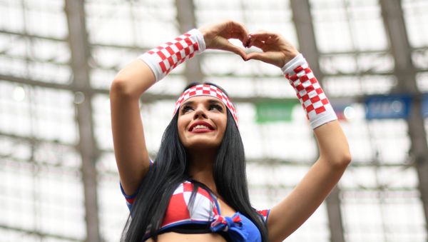 World Cup: A Croatian fan ahead of the final match against France in Moscow on July 15, 2018 World Cup: A Croatian fan ahead of the final match against France in Moscow on July 15, 2018 - Sputnik International