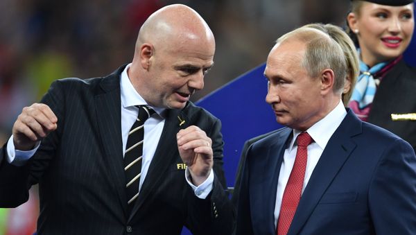 Russian President Vladimir Putin awards winners of World Cup 2018 after France defeats Croatia on July 15. - Sputnik International