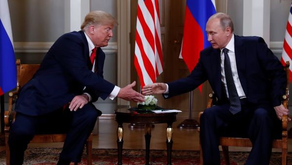 U.S. President Donald Trump and Russia's President Vladimir Putin shake hands as they meet in Helsinki, Finland July 16, 2018 U.S. President Donald Trump and Russia's President Vladimir Putin shake hands as they meet in Helsinki, Finland July 16, 2018 - Sputnik International