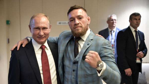 Russian President Vladimir Putin and Irish mixed martial artist Conor McGregor, right, during the break in the 2018 FIFA World Cup final match between the national teams of France and Croatia at Luzhniki Stadium Russian President Vladimir Putin and Irish mixed martial artist Conor McGregor, right, during the break in the 2018 FIFA World Cup final match between the national teams of France and Croatia at Luzhniki Stadium - Sputnik International