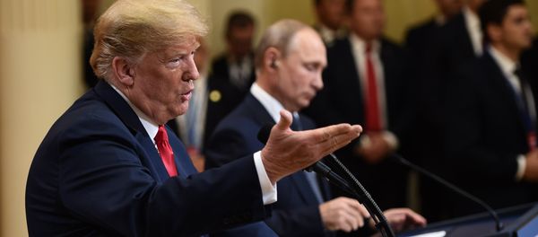 US President Donald Trump and Russia's President Vladimir Putin attend a joint press conference after a meeting at the Presidential Palace in Helsinki, on July 16, 2018 US President Donald Trump and Russia's President Vladimir Putin attend a joint press conference after a meeting at the Presidential Palace in Helsinki, on July 16, 2018 - Sputnik International