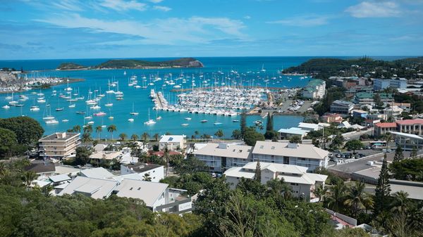 This photo dated Monday, May 9, 2018 shows a general view of the bay of Noumea, the capital of New Caledonia, a French territory in the South Pacific, with the yachting port in the background - Sputnik International