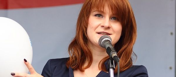 Public figure Maria Butina delivers a speech during a rally to demand the expanding of rights of Russian citizens, in this undated handout photo obtained by Reuters on July 17, 2018 - Sputnik International