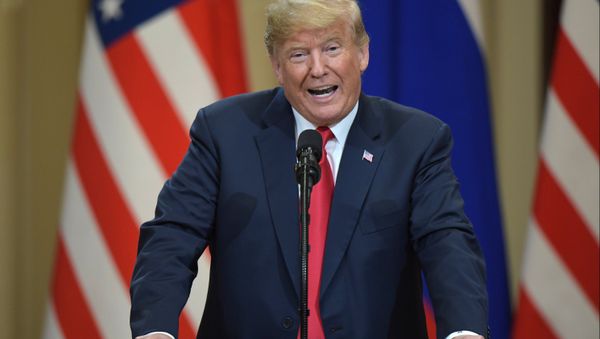 July 16, 2018. President of the US Donald Trump during the joint news conference with President of Russia Vladimir Putin following their meeting in Helsinki - Sputnik International