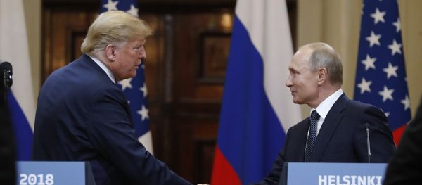 July 16, 2018. President of Russia Vladimir Putin and President of the US Donald Trump, left, during the joint news conference following their meeting in Helsinki - Sputnik International