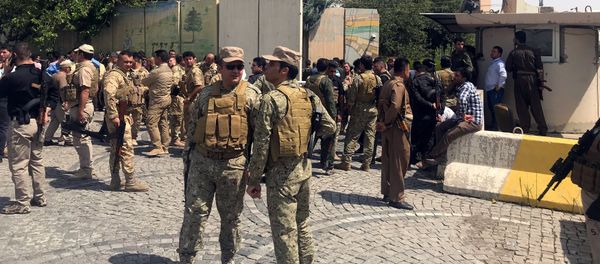 Kurdish security forces gather near an Erbil governorate building in Erbil, Iraq July 23, 2018 - Sputnik International