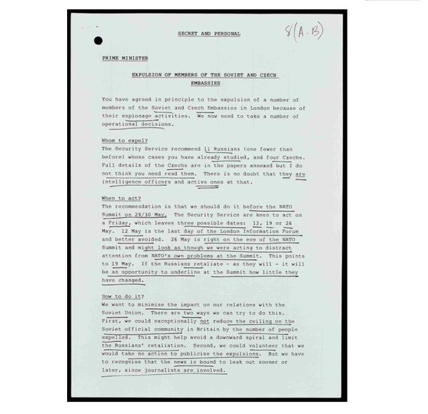 Expulsions memo to Thatcher Expulsions memo to Thatcher - Sputnik International