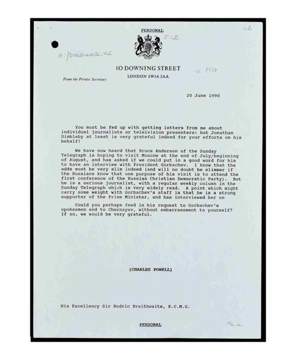Letter From Thatcher Aide Powell to British Ambassador in Moscow Asking to Help Sunday Telegraph Letter From Thatcher Aide Powell to British Ambassador in Moscow Asking to Help Sunday Telegraph - Sputnik International