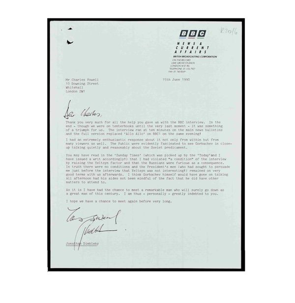 Dimbleby letter to Powell thanking for help with Gorbachev Dimbleby letter to Powell thanking for help with Gorbachev - Sputnik International