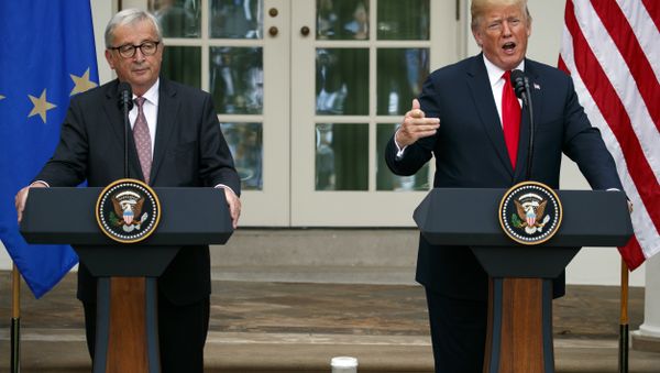 President Donald Trump and European Commission president Jean-Claude Juncker speak in the Rose Garden of the White House, Wednesday, July 25, 2018, in Washington - Sputnik International
