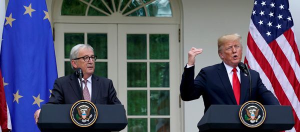 U.S. President Donald Trump and President of the European Commission Jean-Claude Juncker speak about trade relations in the Rose Garden of the White House in Washington U.S. President Donald Trump and President of the European Commission Jean-Claude Juncker speak about trade relations in the Rose Garden of the White House in Washington - Sputnik International