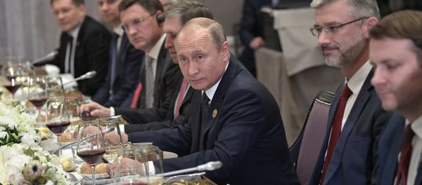 July 26, 2018. Russian President Vladimir Putin during a working dinner with President of China Xi Jinping on the sidelines of the 10th BRICS Summit in Johannesburg - Sputnik International