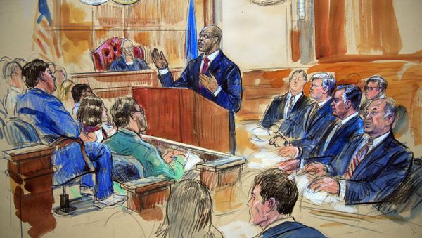 This courtroom sketch depicts Paul Manafort, seated right row second from right, together with his lawyers, the jury, seated left, and the U.S. District Court Judge T.S. Ellis III, back center, listening to Assistant U.S. Attorney Uzo Asonye, standing, during opening arguments in the trial of President Donald Trump's former campaign chairman Manafort's on tax evasion and bank fraud charges. This courtroom sketch depicts Paul Manafort, seated right row second from right, together with his lawyers, the jury, seated left, and the U.S. District Court Judge T.S. Ellis III, back center, listening to Assistant U.S. Attorney Uzo Asonye, standing, during opening arguments in the trial of President Donald Trump's former campaign chairman Manafort's on tax evasion and bank fraud charges. - Sputnik International