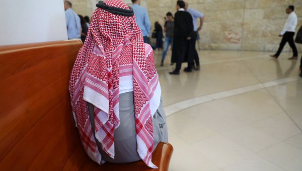 A resident of the Bedouin village of Khan al-Ahmar waits for the start of a hearing at the Israeli Supreme Court in Jerusalem August 1, 2018. A resident of the Bedouin village of Khan al-Ahmar waits for the start of a hearing at the Israeli Supreme Court in Jerusalem August 1, 2018. - Sputnik International