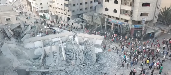 Israel bombed the Said al-Mishal Cultural Center on Thursday in what the country said was retaliation over rocket fire from Gaza before before reaching a ceasefire with Hamas later that night. Israel bombed the Said al-Mishal Cultural Center on Thursday in what the country said was retaliation over rocket fire from Gaza before before reaching a ceasefire with Hamas later that night. - Sputnik International