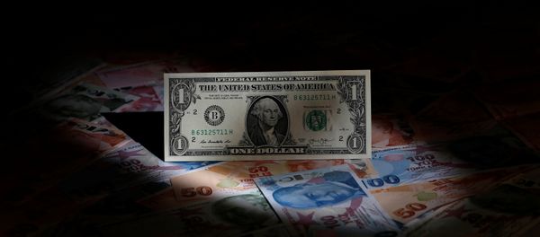 A U.S. dollar banknote is seen on top of Turkish lira banknotes in this picture illustration in Istanbul, Turkey August 14, 2018 A U.S. dollar banknote is seen on top of Turkish lira banknotes in this picture illustration in Istanbul, Turkey August 14, 2018 - Sputnik International