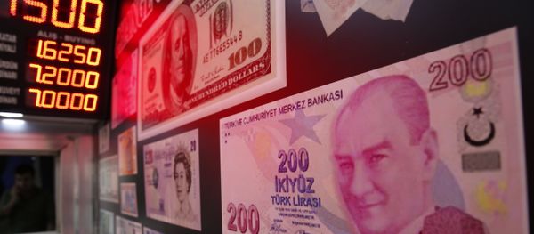 An oversized copy of a 200 Turkish lira banknote An oversized copy of a 200 Turkish lira banknote - Sputnik International