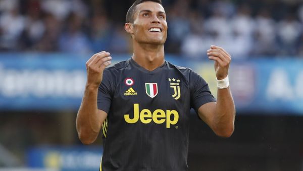 Juventus' Cristiano Ronaldo reacts during the Serie A soccer match between Chievo Verona and Juventus, at the Bentegodi Stadium in Verona, Italy, Saturday, Aug. 18, 2018 - Sputnik International