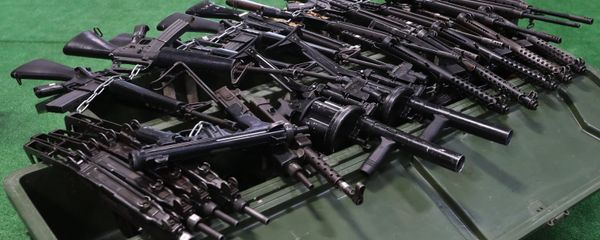 Rifles shown at the exhibition of weapons taken from Syrian militants as part of the 4th International Military Technical Forum, Army 2018, in Kubinka Rifles shown at the exhibition of weapons taken from Syrian militants as part of the 4th International Military Technical Forum, Army 2018, in Kubinka - Sputnik International