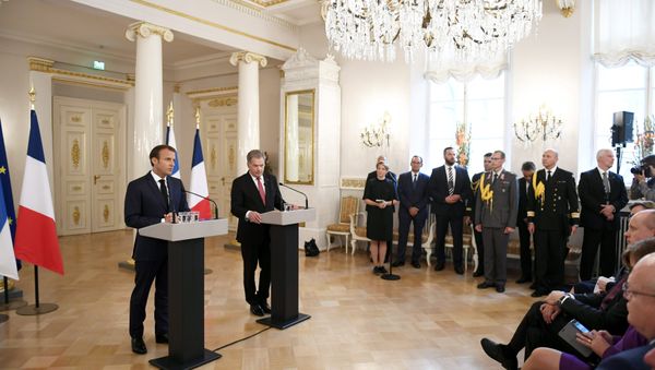 French President Emmanuel Macron and Finland's President Sauli Niinisto speak during a news conference at the Presidential Palace in Helsinki, Finland August 30, 2018 French President Emmanuel Macron and Finland's President Sauli Niinisto speak during a news conference at the Presidential Palace in Helsinki, Finland August 30, 2018 - Sputnik International