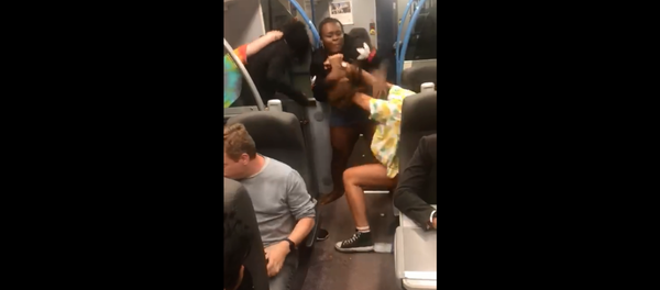 Footage shared on Facebook by user Kulla Kris shows moment train passengers engaged in a violent brawl over thrown sandwich - Sputnik International