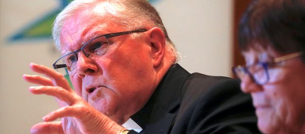Archbishop Mark Coleridge, President of the Australian Catholic Bishops Conference in Australia, speaks as Sister Monica Cavanagh, President of Catholic Religious Australia, listens during a media conference in Sydney, Australia, August 31, 2018 - Sputnik International