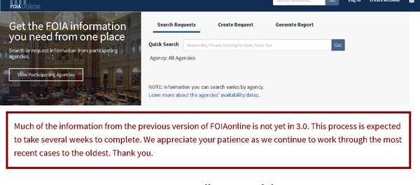 Screenshot of foiaonline.gov website. Screenshot of foiaonline.gov website. - Sputnik International