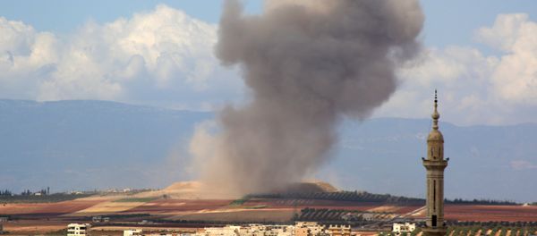 Smoke raises in the Syrian village of Kafr Ain in the southern countryside of Idlib province after an airstrike on September 7, 2018 Smoke raises in the Syrian village of Kafr Ain in the southern countryside of Idlib province after an airstrike on September 7, 2018 - Sputnik International